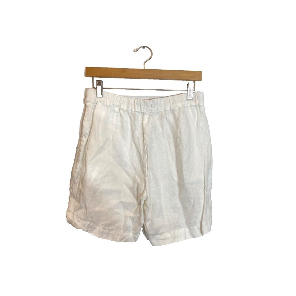 Neu Nomads Women's 100% Linen Shorts Small White Elastic Waist Sustainable
